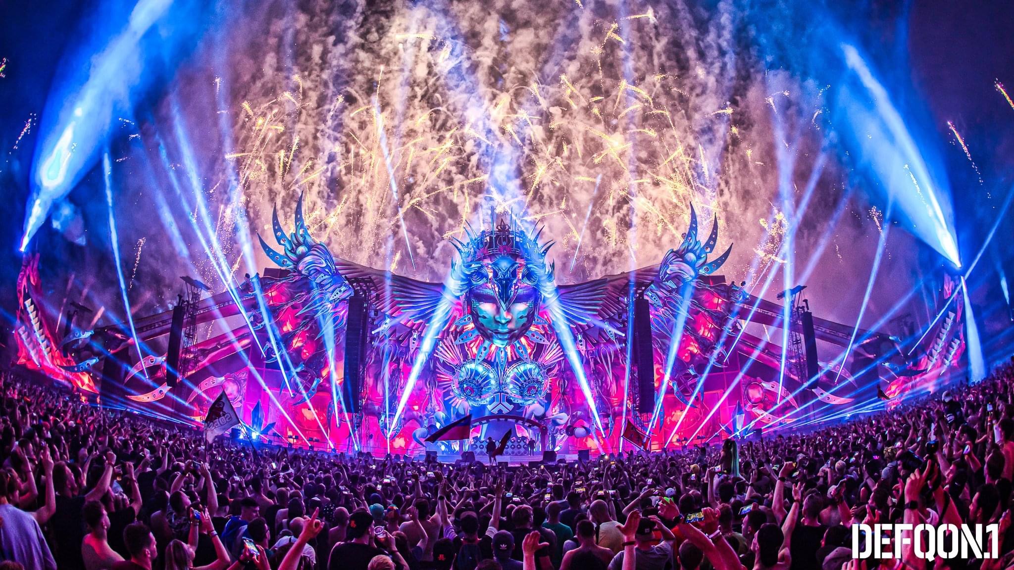 Defqon.1 2023 Biddinghuizen mainstage Red by night light
