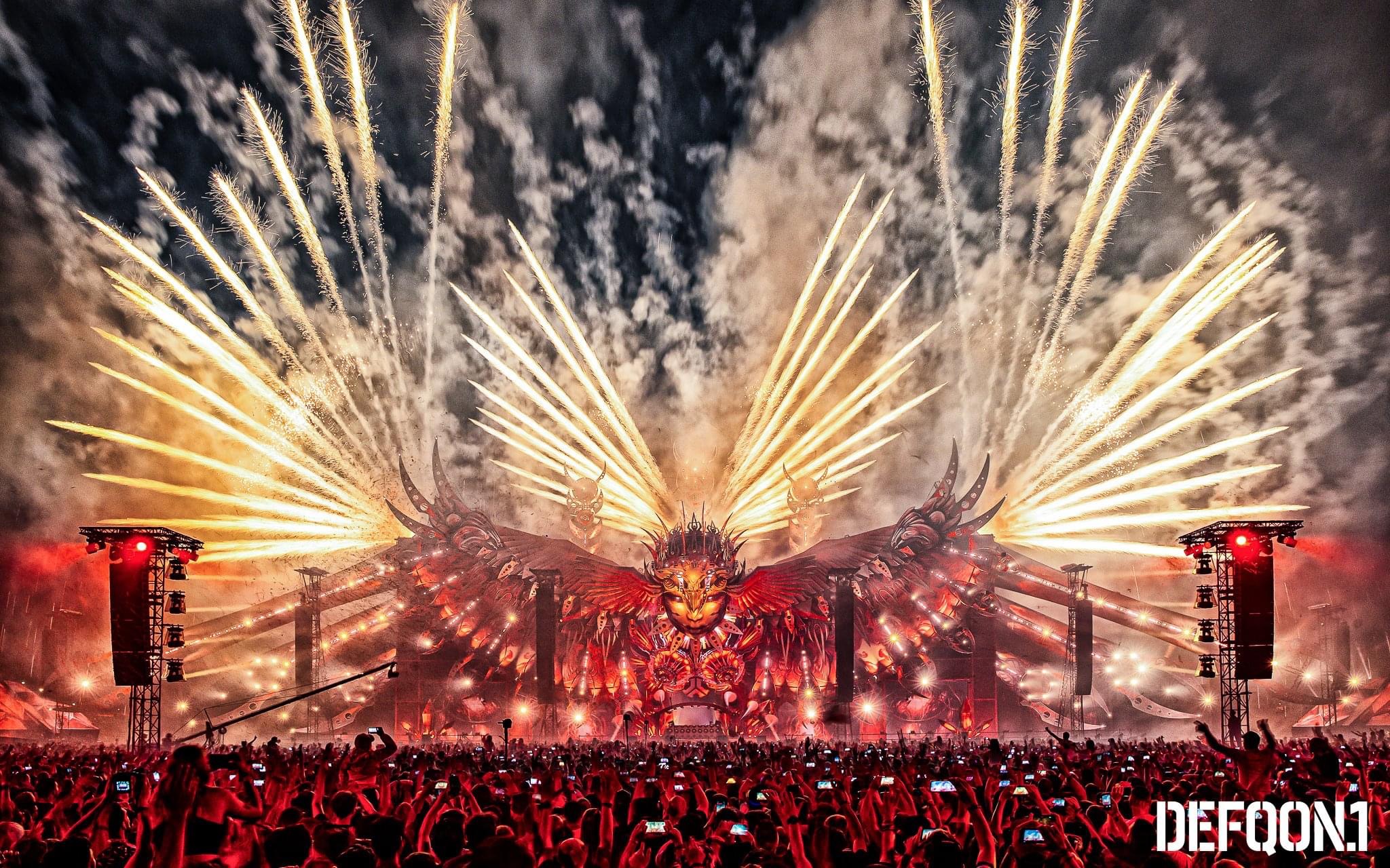 Defqon.1 2023 Biddinghuizen mainstage Red by night light