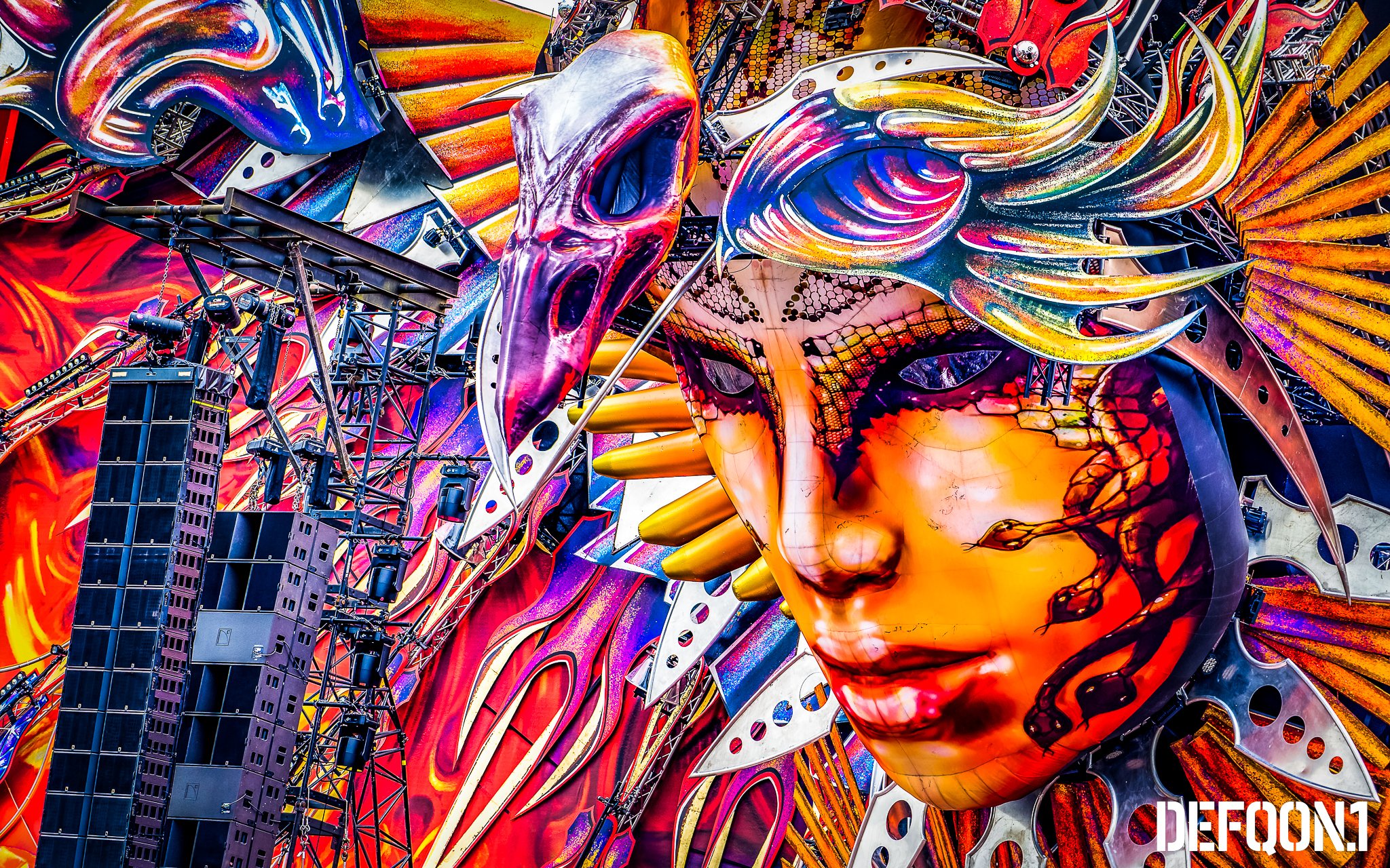 Defqon.1 2022 Biddinghuizen mainstage Red by night light Q-Dance