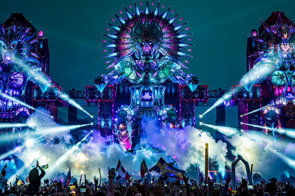 Q Dance Defqon 1 2024 Biddinghuizen Walibi NL Red stage main warrior tribe power gods hardstyle festival Backbone international Production People light audio rigging