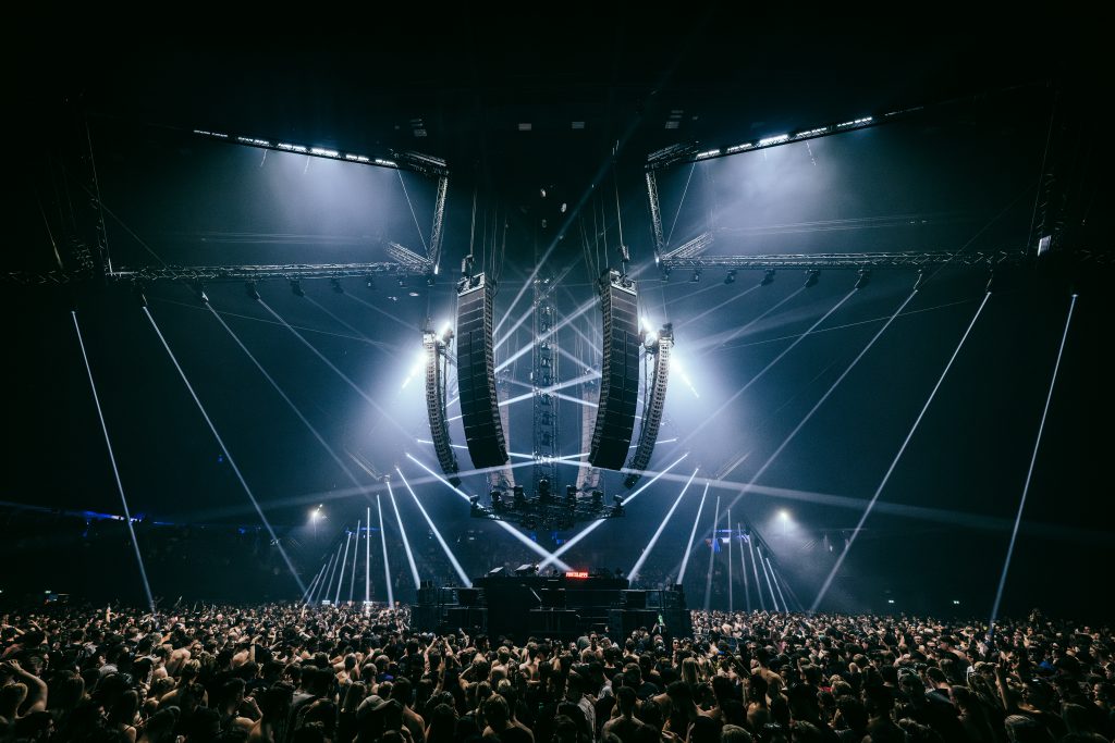 Rotterdam Rave Ahoy Area 1 2025 february 360 dj booth light and audio by Production People hard techno